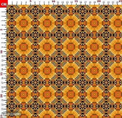 TailoringIndia Yellow Wallpaper Ajrakh Print On Fabric Material | Poly Linen Blend | 1 Meter | Multi | TI-938-Poly Linen Blend_2 Meter-thumb2