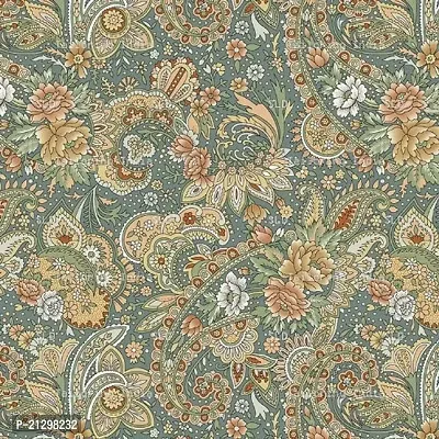 TailoringIndia Persian Paisley Wallpaper Print On Fabric Material | Creap Silk Blend | Multi | 1 Meter | TI_Ethnic_49-Creap Silk Blend_1 Meter-thumb0