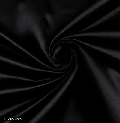 TailoringIndia Multi Purpose Solid Black Heavy Dull Satin Combination Fabric, 2 Meter (Set of 1)-thumb0