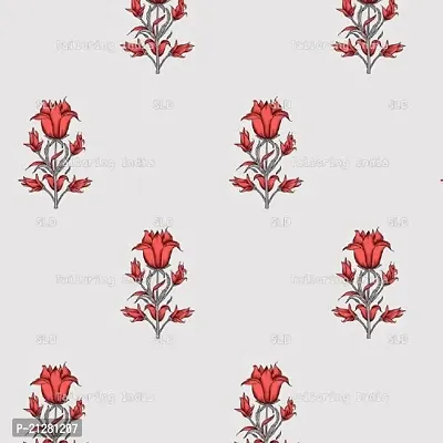 TailoringIndia Red Rose Mughal Print On Fabric Material | Soft Satin | Multi | 1 Meter | TI_MUGHAL_55-Soft Satin_1 Meter-thumb0