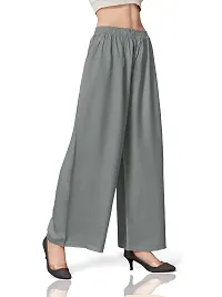 MUNNS  MARS Women's Premium Regular Fit Rayon Palazzo Free Size Upto Waist 36 Inches-Grey-thumb3