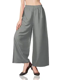 MUNNS  MARS Women's Premium Regular Fit Rayon Palazzo Free Size Upto Waist 36 Inches-Grey-thumb4