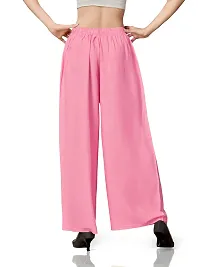 MUNNS  MARS Women's Premium Regular Fit Rayon Palazzo Free Size Upto Waist 36 Inches-Baby Pink-thumb2