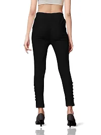 MUNNS  MARS Women's Lycra Slub Rayon Stretchable Potli Trouser Pant (Cigarette Pant)-Black- -Free Size (Waist 26 to 36 Inches)-thumb2