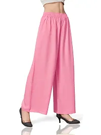 MUNNS  MARS Women's Premium Regular Fit Rayon Palazzo Free Size Upto Waist 36 Inches-Baby Pink-thumb3