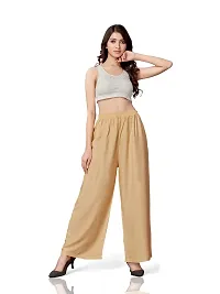 MUNNS  MARS Women's Premium Regular Fit Rayon Palazzo Free Size Upto Waist 36 Inches-Beige-thumb1