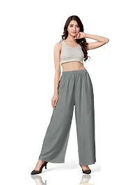 MUNNS  MARS Women's Premium Regular Fit Rayon Palazzo Free Size Upto Waist 36 Inches-Grey-thumb1