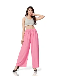 MUNNS  MARS Women's Premium Regular Fit Rayon Palazzo Free Size Upto Waist 36 Inches-Baby Pink-thumb1