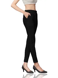 MUNNS  MARS Women's Lycra Slub Rayon Stretchable Potli Trouser Pant (Cigarette Pant)-Black- -Free Size (Waist 26 to 36 Inches)-thumb4