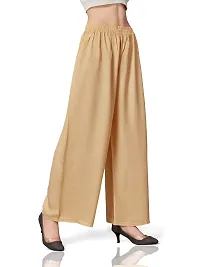 MUNNS  MARS Women's Premium Regular Fit Rayon Palazzo Free Size Upto Waist 36 Inches-Beige-thumb3