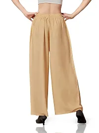 MUNNS  MARS Women's Premium Regular Fit Rayon Palazzo Free Size Upto Waist 36 Inches-Beige-thumb2