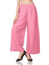 MUNNS  MARS Women's Premium Regular Fit Rayon Palazzo Free Size Upto Waist 36 Inches-Baby Pink-thumb4