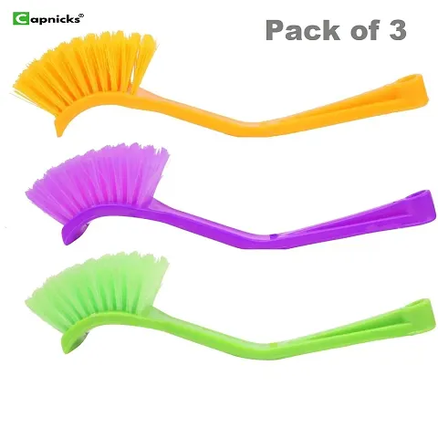 CPS Groups Wash Basin Toilet seat Sink Cleaning Plastic Brush 19 x 3.5 cm Multicolour Set of 3