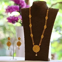 Gold Plated Copper Long Necklace with Earring-thumb1