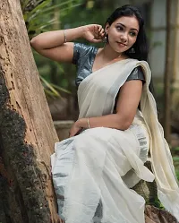 Kerala Kasavu Cotton Zaree Weaving Handloom Saree-thumb1