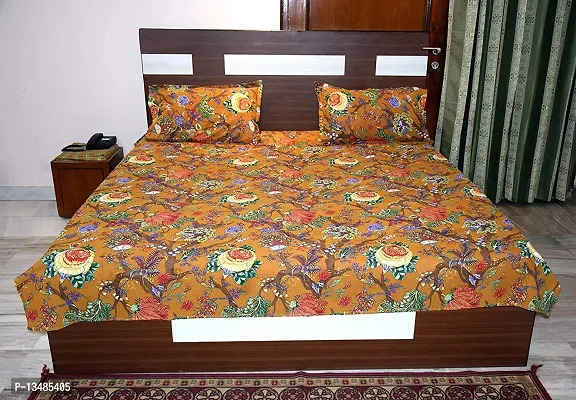 Arohi International Cotton Cotton Double Flat Bedsheet with 2 Pillow Covers-thumb2