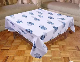 Arohi Center Table Cover Cotton Tablecloth Dining Table Cover Square Tablecloth Coffee/Tea Table Cover Gifts (60 x 60 Inch Square, Blue & Silver Leaf)-thumb2