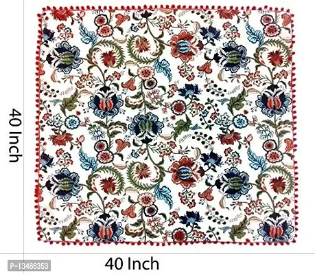 Arohi Cotton Washable Round Floral Table Cloth/ Cover for Dining Table (65 Inch, 40X40 Inch, Multicolour, Pack of 1)-thumb5