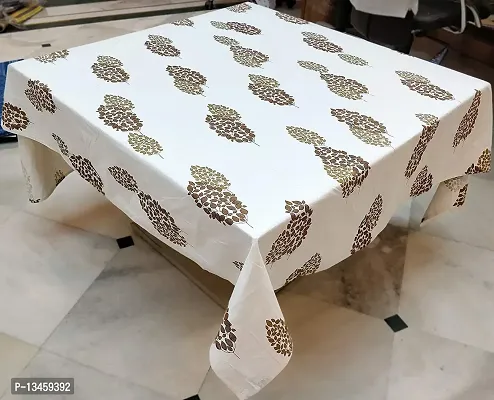 Arohi Cotton Tablecloth Leaf Print Table Cover Dining Table Cloth for (60 x 90 Inch Rectangle, Brown & Gold Leaf)