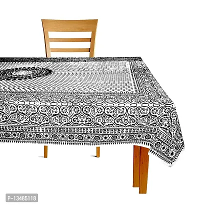 AROHI Cotton Screen Print Rectangular Table Cover 6 Seater (Black)-thumb2