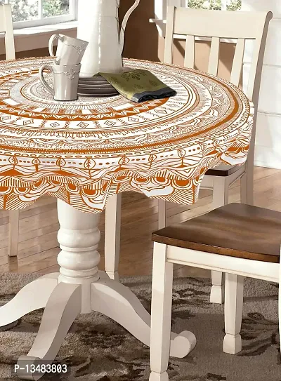 AROHI Cotton Round Table Cover (68 Inch, Orange, Pack of 1)-thumb2