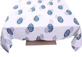 Arohi Center Table Cover Cotton Tablecloth Dining Table Cover Square Tablecloth Coffee/Tea Table Cover Gifts (60 x 60 Inch Square, Blue & Silver Leaf)-thumb3