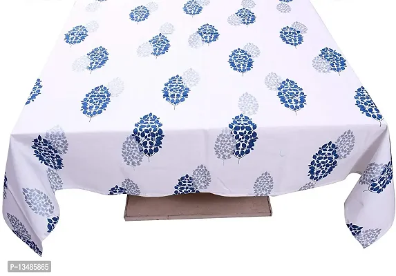 Arohi Center Table Cover Cotton Tablecloth Dining Table Cover Square Tablecloth Coffee/Tea Table Cover Gifts (60 x 60 Inch Square, Blue & Silver Leaf)-thumb4