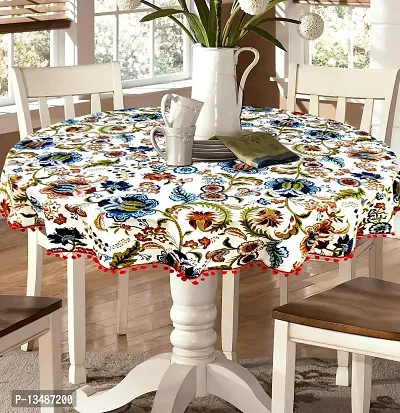 Arohi International Cotton Tablecloth Dining Table Cover Center Table Cover Coffee Tea Study Table Cover 4/6 Seater Table Cover (Multi-3, 65 inch Round)-thumb2