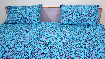 Arohi International Cotton Cotton Double Flat Bedsheet with 2 Pillow Covers-thumb3