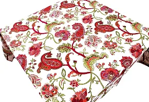 AROHI Cotton Floral Square 4 Seater Dining/Center Tablecloth/Cover (Red , 50 X 50 Inches)-thumb1