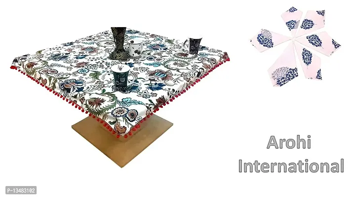 Arohi Table Cover Square Tablecloth 4 Seater Table Cover Coffee/Tea Table Cover Multi Color (40 x 40 Inch) 6 Napkine Set (combo 5)-thumb5