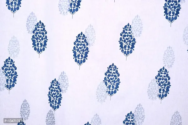 AROHI Cotton Window Curtains Window Panel with Rod Pocket Printed Curtains Hotel Curtains (Blue Silver)-thumb3