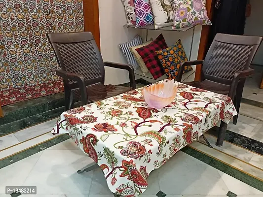 Arohi Cotton Tablecloth Leaf Print Table Cover Dining Table Cloth (35 X 55, Red Paisley)-thumb3