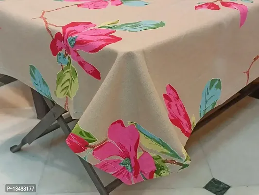 Arohi Cotton Tablecloth Leaf Print Table Cover Dining Table Cloth (35 X 55, Brown)