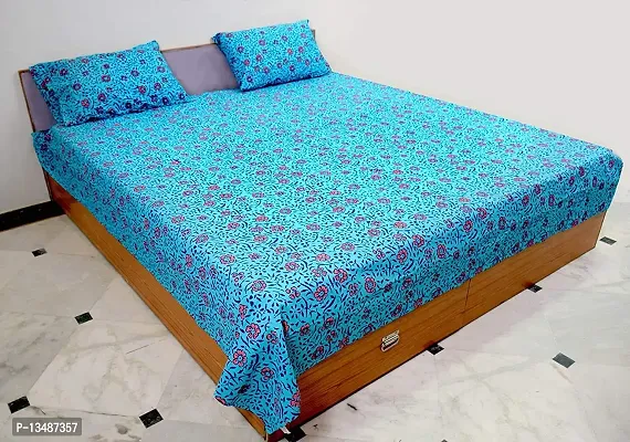 Arohi International Cotton Cotton Double Flat Bedsheet with 2 Pillow Covers