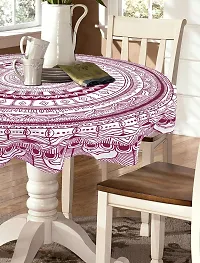 AROHI Cotton Table Cover Dining Table Cloth Round Table Cloth Luxury Table Cover (68 Inch Round, Maroon)-thumb1