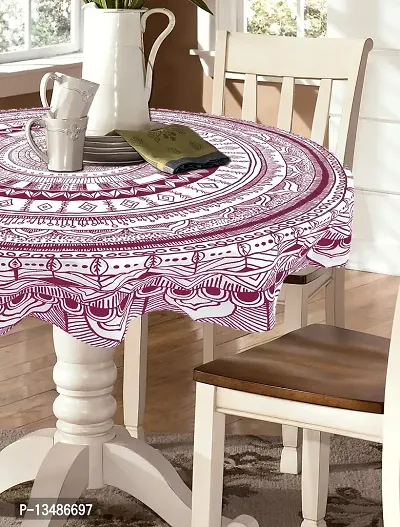 AROHI Cotton Table Cover Dining Table Cloth Round Table Cloth Luxury Table Cover (68 Inch Round, Maroon)-thumb2