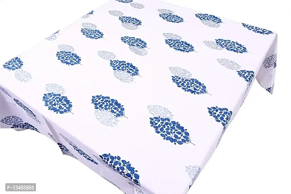 Arohi Center Table Cover Cotton Tablecloth Dining Table Cover Square Tablecloth Coffee/Tea Table Cover Gifts (60 x 60 Inch Square, Blue & Silver Leaf)-thumb2