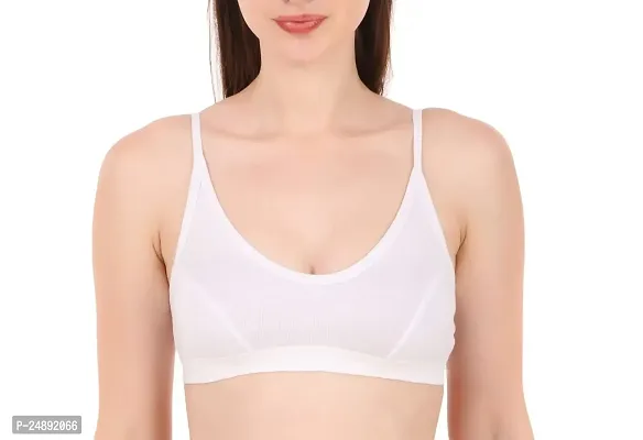 Stylish White Cotton Blend Solid Bras For Women-thumb0