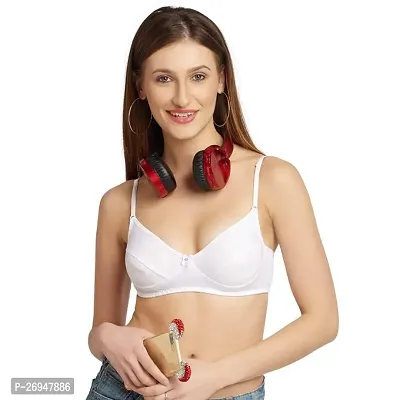 Stylish White Cotton Solid Everyday Bras For Women-thumb0