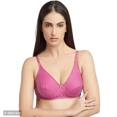 Stylish Pink Cotton Solid Everyday Bras For Women