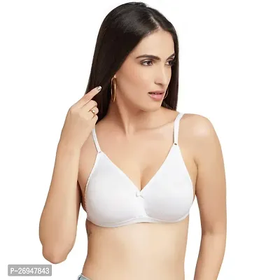 Stylish White Cotton Solid Everyday Bras For Women