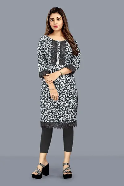 Multicoloured Poly Silk Straight Kurtis