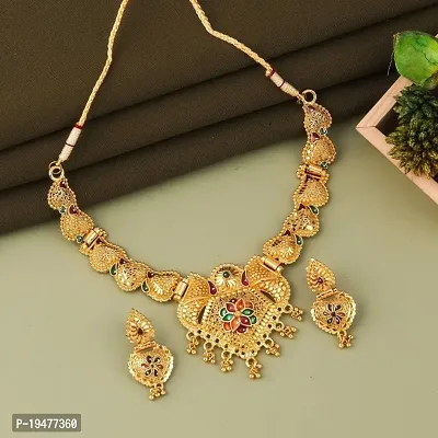 Siraaz Gold NECKLACE SET for women with earrings-thumb0