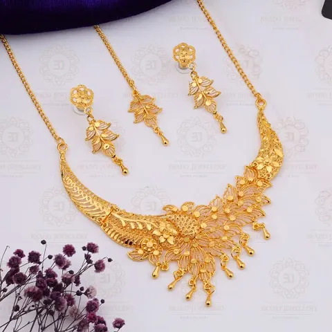 Fancy Brass Golden Jewellery Sets For Women
