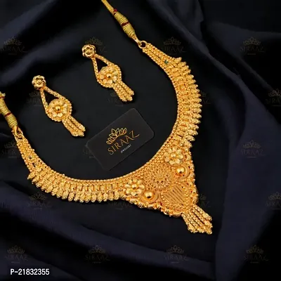 Siraaz Gold Plated Ethnic NECKLACE SET for women with earrings-thumb0