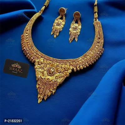 Siraaz Gold Plated  NECKLACE SET for women with earrings