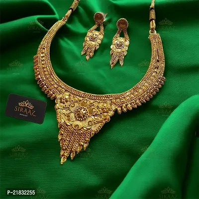 Siraaz Gold Plated  NECKLACE SET for women with earrings