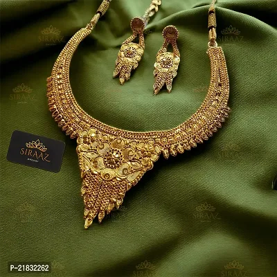 Siraaz Gold Plated  NECKLACE SET for women with earrings