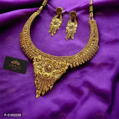 Siraaz Gold Plated  NECKLACE SET for women with earrings